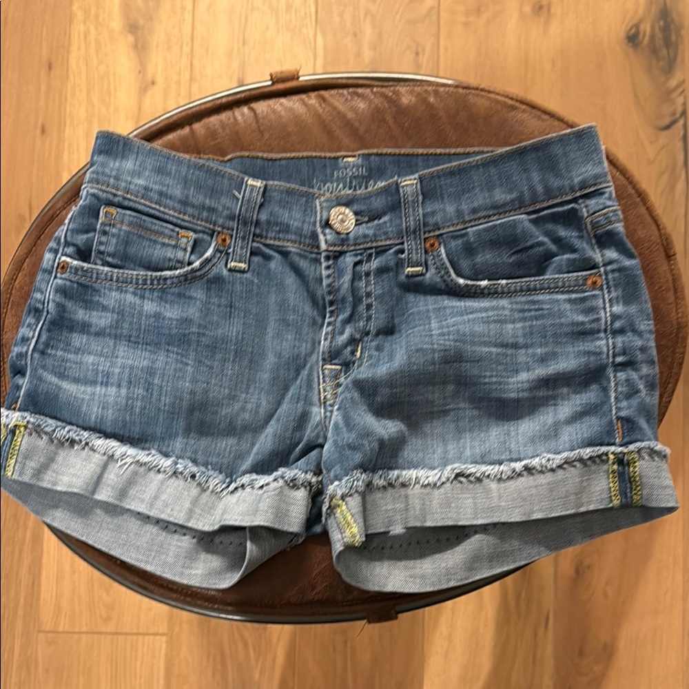 Fossil Blue Jean Shorts with Cuffed Hem